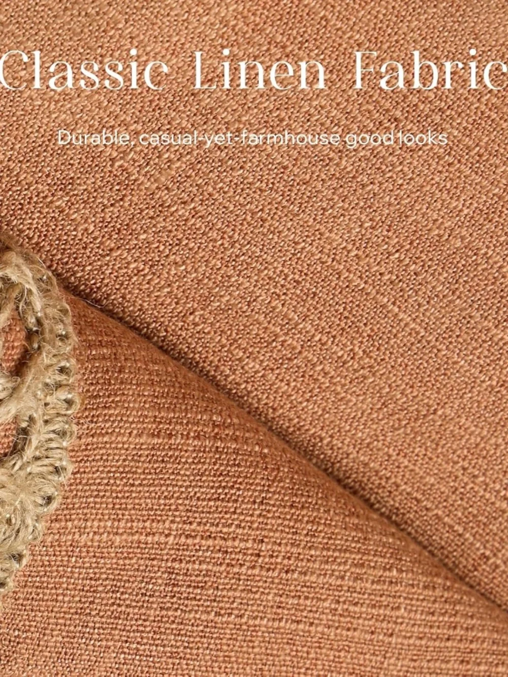 Phantoscope Orange Farmhouse Pillow Cover Linen Burlap Trim 18x18 NWOT